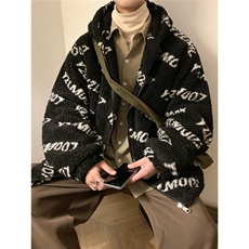 1港风定制LOGO羊羔毛棉衣大码M-5XL连帽棉衣外套男78710P105控148，男装棉衣，星座226-2