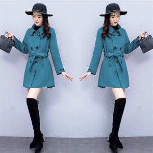 2021新款冬季中长款九分袖通勤简约减龄斗篷型双排扣纯色呢子外套，女装毛呢外套，丽美静依