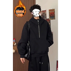 重磅450g华棉连帽大码加厚银狐绒卫衣男W5083J加绒-特P65控118，男装卫衣，电商A001