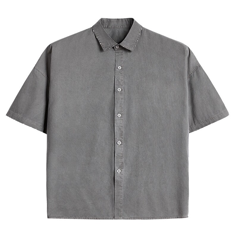 美式工装衬衫短袖夏季宽松纯棉脏染衬衣男A436-0601E-P4068,男装衬衫,电商A436
