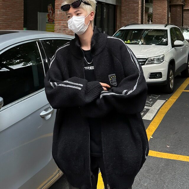 美式复古条纹秋季新款开衫毛衣男女针织休闲百搭外套MZ642-P67,男装针织衫/毛衣,星座412-2