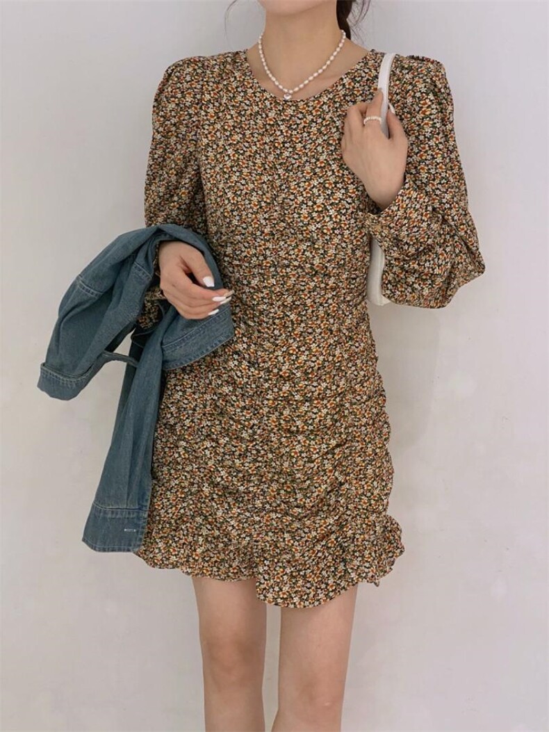 碎花包裙连衣裙，女装连衣裙，驿谷