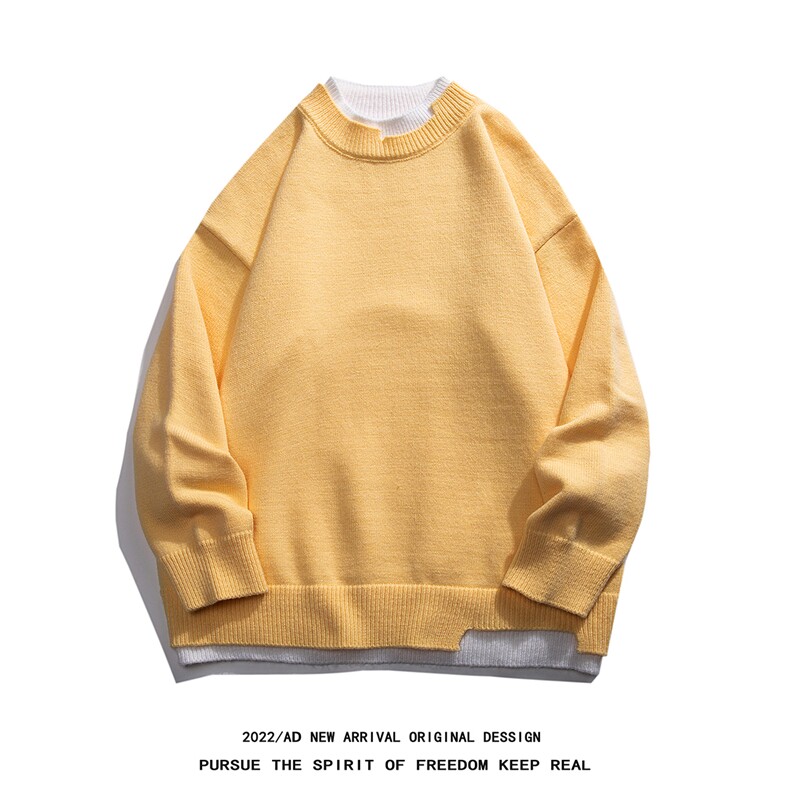 光板得物\唯品\抖音二开六色加厚假两件圆领毛衣M200P50,男装针织衫/毛衣,电商A247B