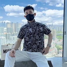 半高领男士短袖t恤痞帅高级感夏季帅气半拉链半袖polo衫T235，男装T恤，星座1116A-2（原606A-1）