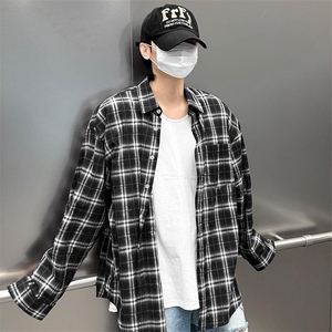 春季格子条纹痞帅韩版日系雅痞衬衫外套男上衣C7107-P65 棉,男装衬衫,星座218-5