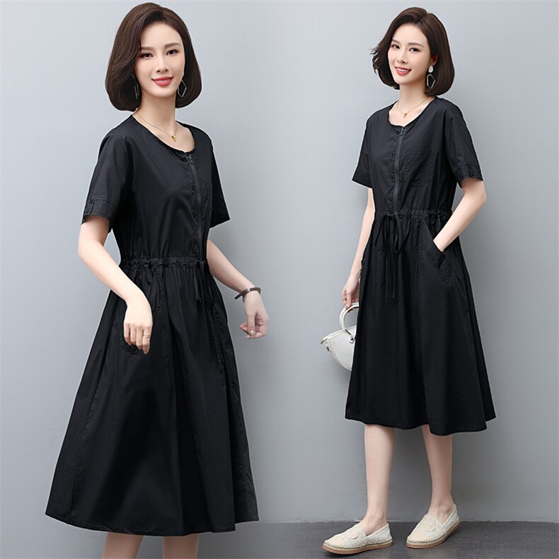 纯棉连衣裙2025夏季新款衣服大码女装100%全棉法式气质宽松长裙子,女装连衣裙,江忆布依