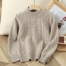 时尚儿童羊毛衫男童女童秋冬新款保暖加厚半高领针织衫宝宝毛衣，童装儿童羊毛衫，冰晶童装
