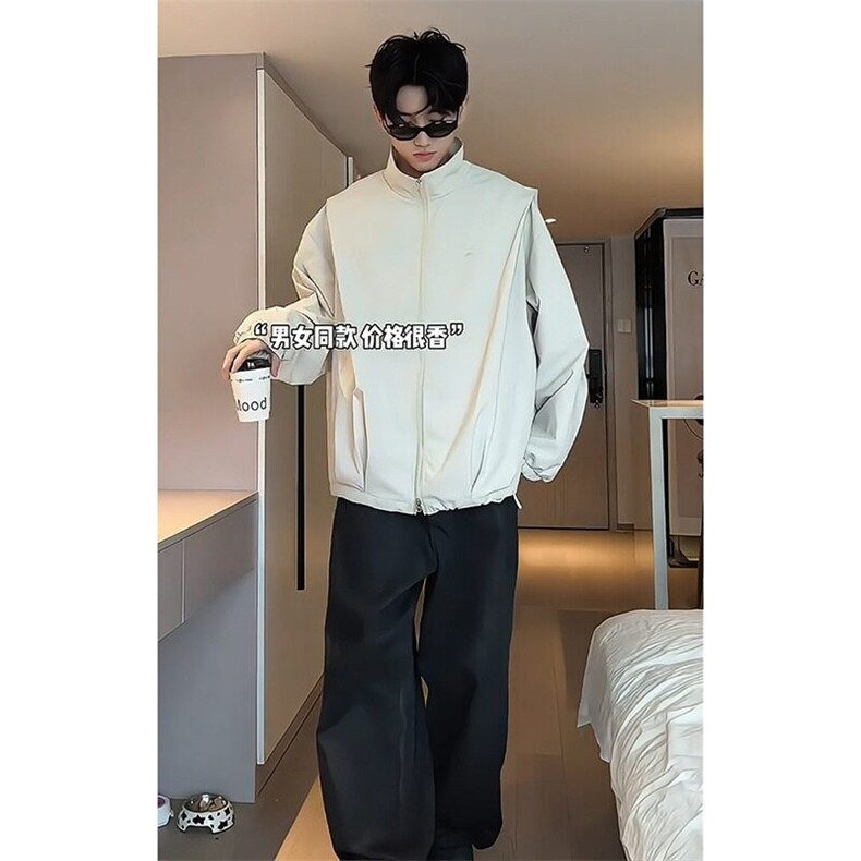 美式黑色机能防水冲锋衣外套男cleanfit设计感高级痞帅廓形夹克秋,男装夹克,星座1608-2