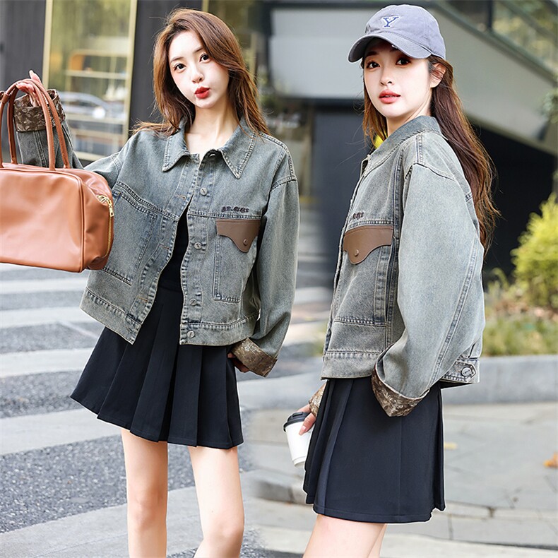 2024秋季新款时尚女装牛仔外套修身显瘦百搭潮流夹克，女装牛仔外套，歌伊格美