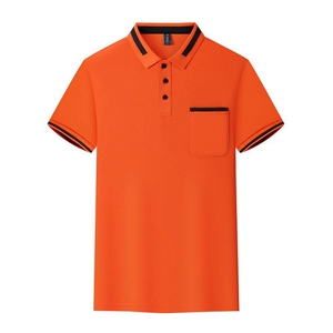 S-6XL 夏季拼色单口袋POLO衫男女工作服团服定制LOGO团服L209P23图片