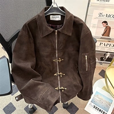 复古翻领皮夹克男士2025春秋季宽松情侣工装pu皮外套3511P95，男装夹克，星座410-2