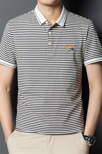 条纹短袖T恤男薄款时尚男装夏季青年男士休闲百搭Polo体恤衫潮流，男装T恤，电商B212（原钱塘6029）