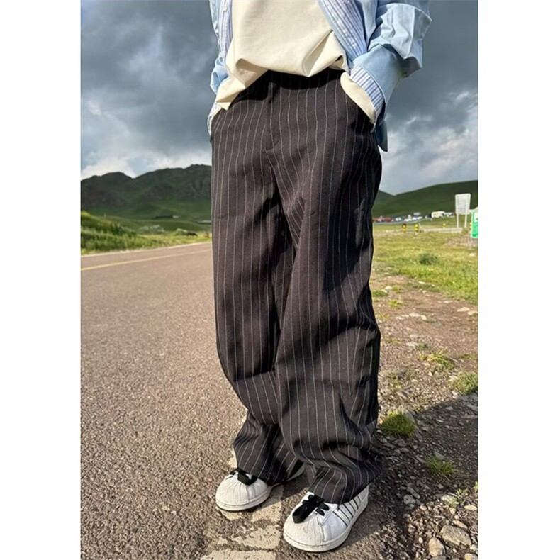 条纹弯刀西裤时尚流行原宿新款ins文艺气质简约百搭KB021,男装西裤,星座1116A（原606A-3）