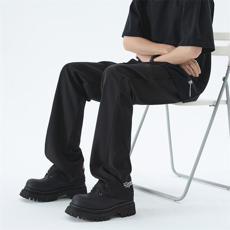 现货刺绣高级感垂坠冰丝西裤直筒微喇休闲西装裤男K766-P50控78，男装西服套装，星座205