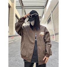G90-P50秋冬美式街头复古水洗字母刺绣棒球服夹克男嘻哈宽松，男装T恤，电商B323A