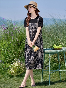 大码波点连衣裙女中长款2026年夏季新款韩版女装宽松休闲短袖裙子图片