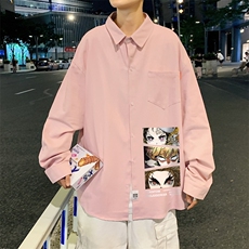 春季长袖衬衫男宽松港风衬衣男外套男CSCS287-P35，男装衬衫，电商B371
