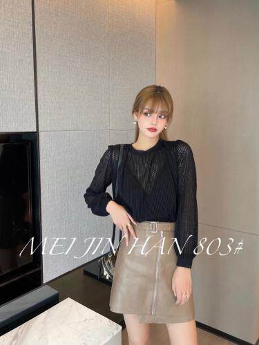 美巾涵秋季拉绒洞洞打底上衣，其它，美巾涵