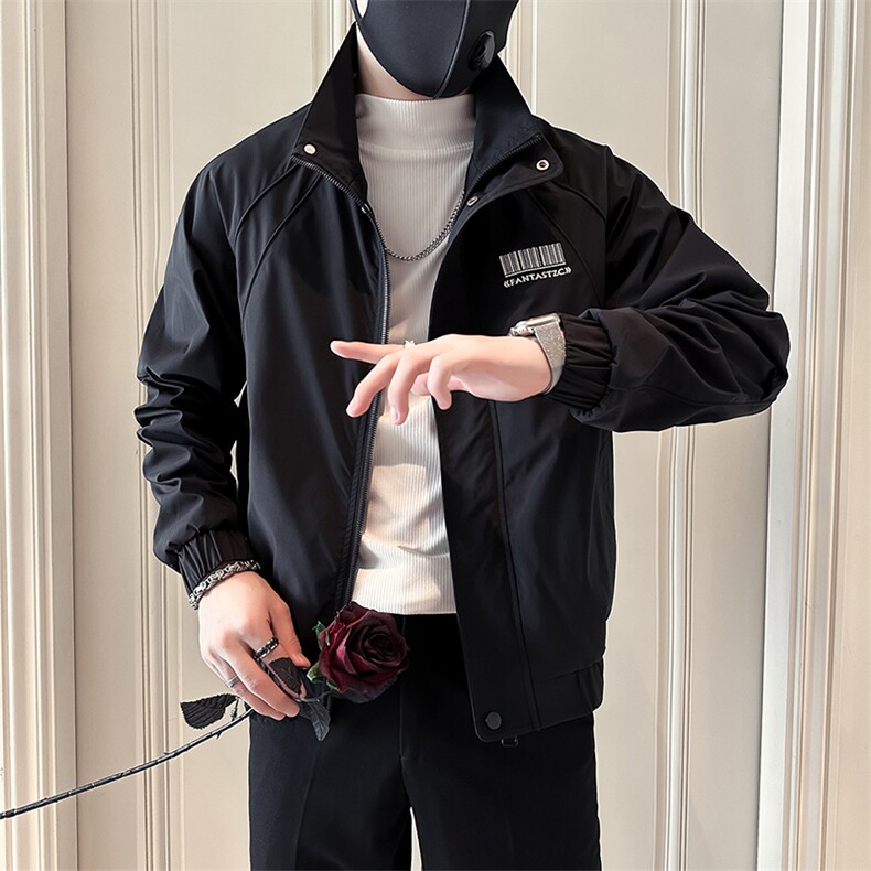 高级痞帅炸街男士立领夹克外套社会小伙店主风301C-JK17-P98控138,男装夹克,星座301C（原B323）