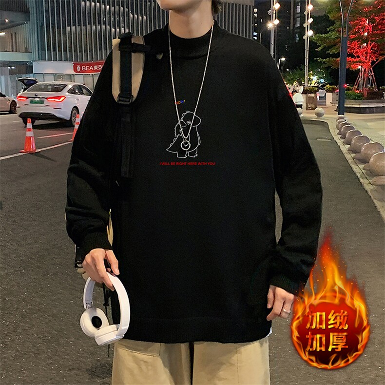 M18140-P45 加绒款-P65半高领毛衣男士大码针织衫男毛线衣男图片