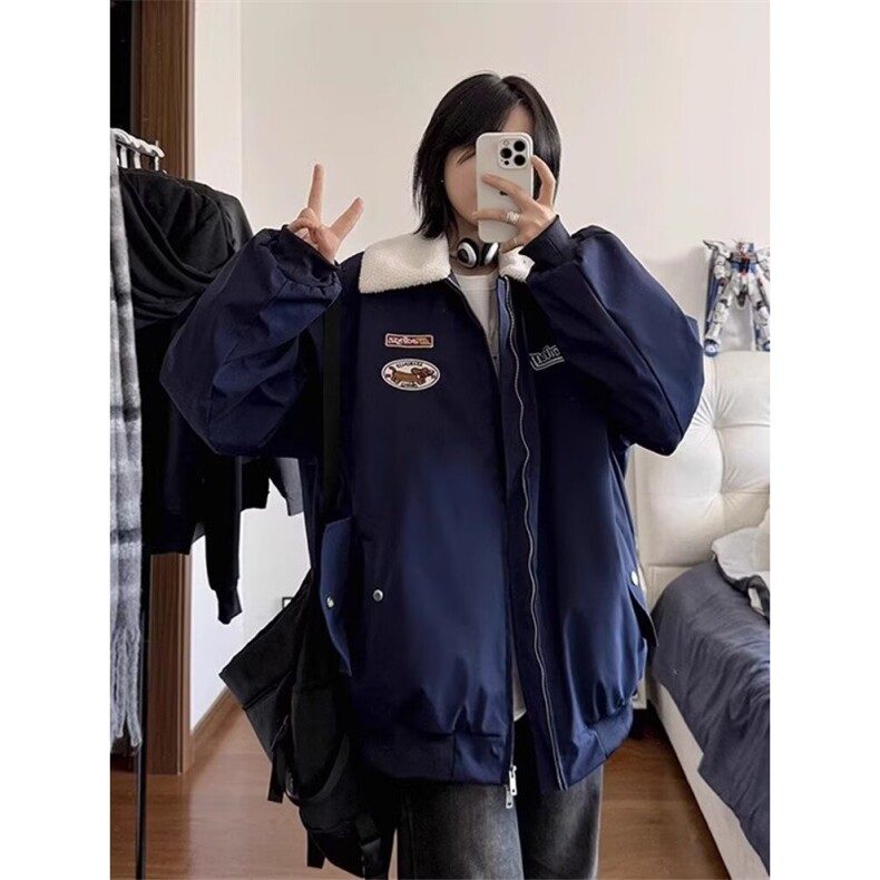 【有货】DM69-P85美式羊羔绒外套男女冬季防寒加厚服棒球服棉服,男装棉衣,星座603-2