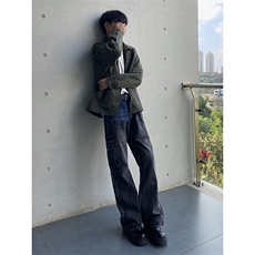 B221美式ins高街暗黑小众铆钉个性拼接牛仔裤LK23141-P65控88，男装牛仔裤，电商B221