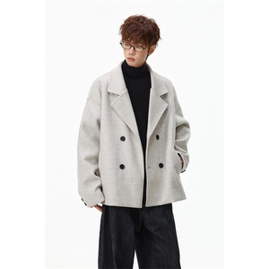 呢子外套男短款加厚韩版西装宽松情侣装春秋冬毛呢大衣男，男装西服套装，星座903-1