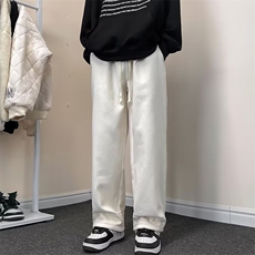 毛呢休闲裤子男oversize潮牌高级感冬直筒卫裤K4846-P36-加绒-P41，男装休闲裤，星座412-2