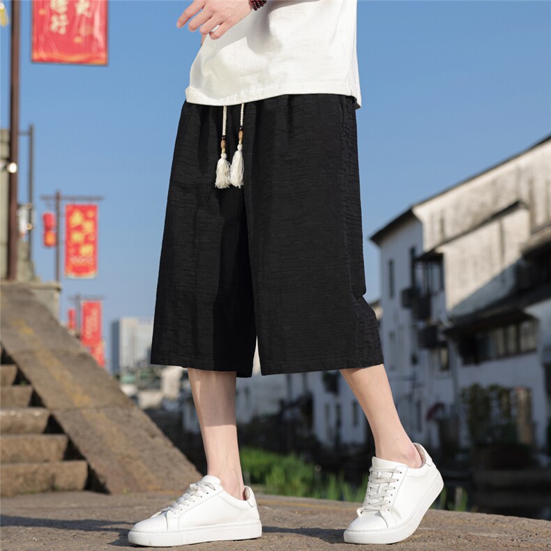夏季风男装棉麻七分裤直筒超宽松休闲中裤A266-1-KZ880-P56图片