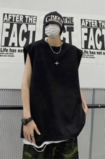 麂皮绒背心XD5088-TP25控价38高街美式T恤可拆扣子无袖T恤男，男装T恤，电商A102-1