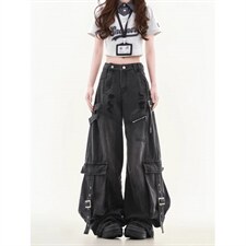 有货。重工飘带牛仔裤女2026多口袋阔腿裤子RK3420-P80,男装牛仔裤,星座412-3,四季星座 有货。重工飘带牛仔裤女2026多口袋阔腿裤子RK3420-P80,男装牛仔裤,星座412-3,四季星座