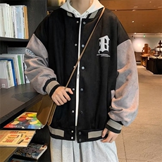 2023春季新款鹿皮绒棒球服外套男上衣服JK07503-P63，男装夹克，星座308B-1