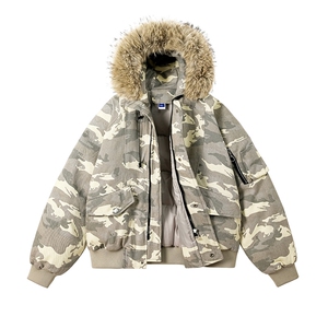 美式毛领派克棉服男冬季加厚工装棉衣情侣外套M060-P110 迷彩P115图片