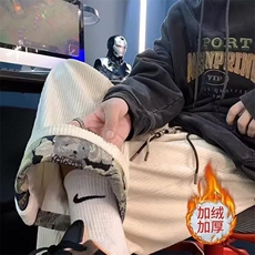 灯芯绒卷边休闲裤男秋冬美式复古设计感直筒裤垂感潮牌裤子，男装休闲裤，星座506A
