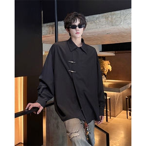 CS1153-特P40  控78 秋季新款垂感佳新中式衬衫宽松衬衣大码男图片