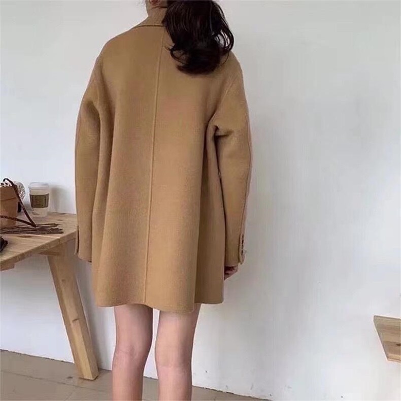 2021秋季新款前带杠双口袋个性时尚休闲宽松两粒扣百分百羊毛,女装其它,L·H·X