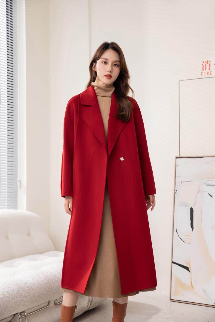 2022新款欧美范羊毛双面呢大衣,女装其它,L·H·X