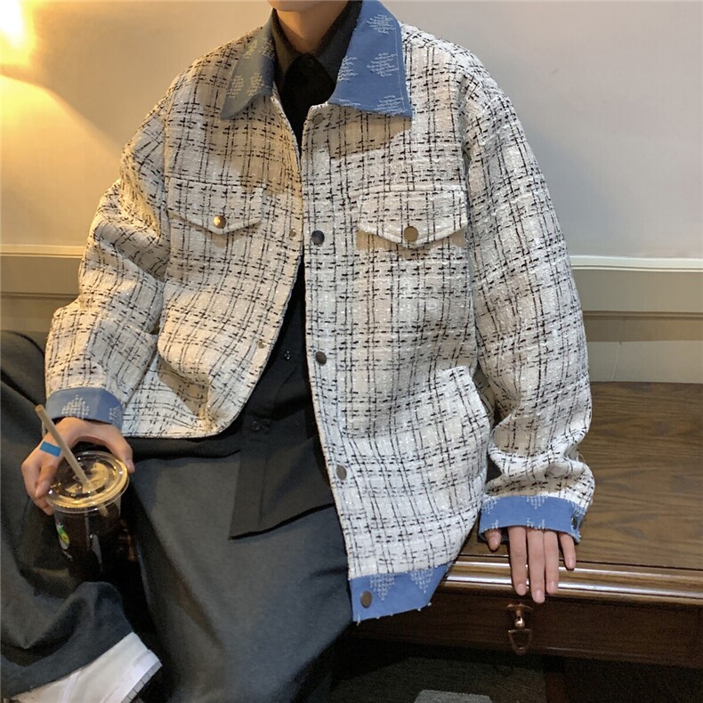 25春季高品质牛仔拼接小香风夹克高街港风中性男女外套W315-TP83图片