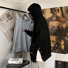 春秋潮牌宽松连帽套头衫开叉秋季排扣休闲卫衣中性外套WY750-p40，男装卫衣，星座1008