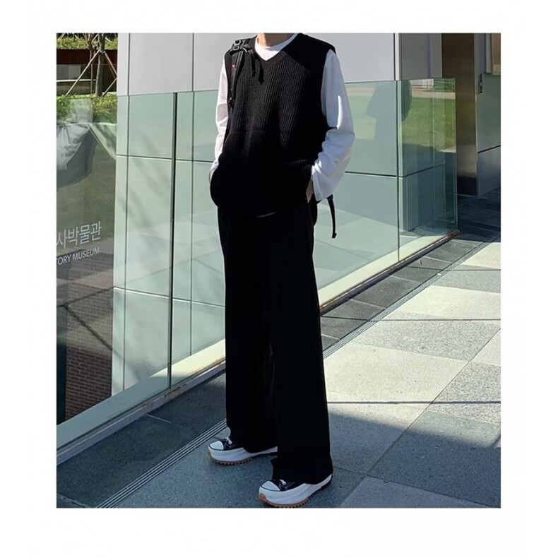 高级设计垂感微喇叭休闲西裤男女直筒宽松坠感阔腿裤SK21P34,男装西裤,星座1112-1
