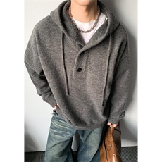 重磅秋冬装北极绒开衫毛衣美式复古休闲慵懒风针织衫加厚连帽外套，男装针织衫/毛衣，电商A486