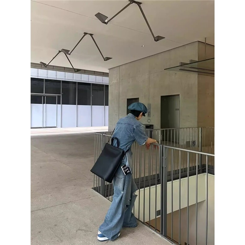 美式复古小众做旧牛仔衬衫男高街痞帅潮牌破洞牛仔裤衣服一套搭配，男装休闲套装，星座1210-1