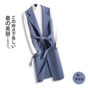 洋气毛呢马夹中长款无袖中长款马甲坎肩秋冬小个子韩版宽松外套女，女装马甲，佳恩服饰