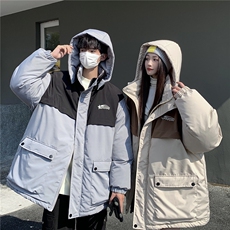 EQ343冬季连帽工装棉衣外套男拼接撞色情侣装棉服2024新款，男装棉衣，电商C306-1