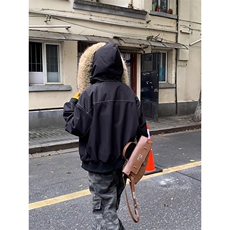 现货重磅boxy短款棉衣座山雕大毛毛领男女棉服水洗工装厚外套，男装棉衣，电商A486