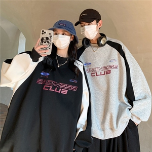情侣装秋装潮街头宽松撞色机车服元素情侣卫衣外套H802P58