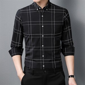 长袖衬衫男中年商务休闲春秋季新款男士工装衬衣男2023年新款图片