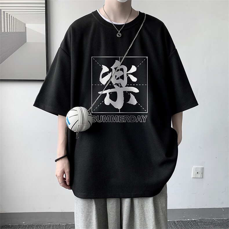 HT73197-P22华夫格t恤男短袖男大码五分袖大皂风,男装T恤,电商A040