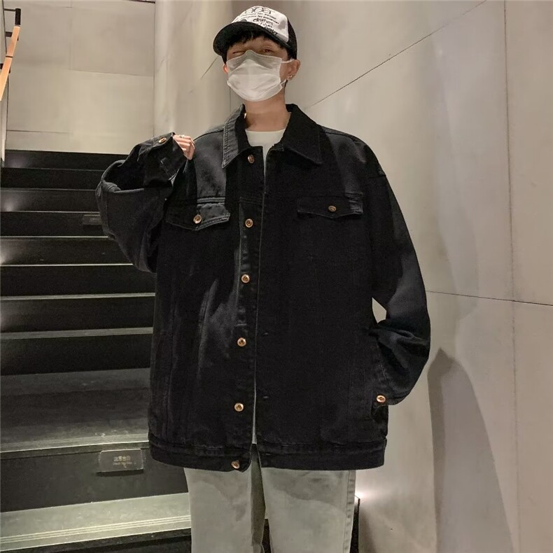 牛仔外套男韩版潮流高街帅字母2023秋冬新款ins宽松外套W4967-P62,男装大码男装,星座412-3