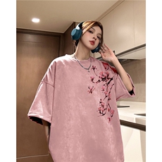 得物抖音直播高品质麂皮绒风印花宽松短袖djp296-特批23控39，男装T恤，星座605(原A050)